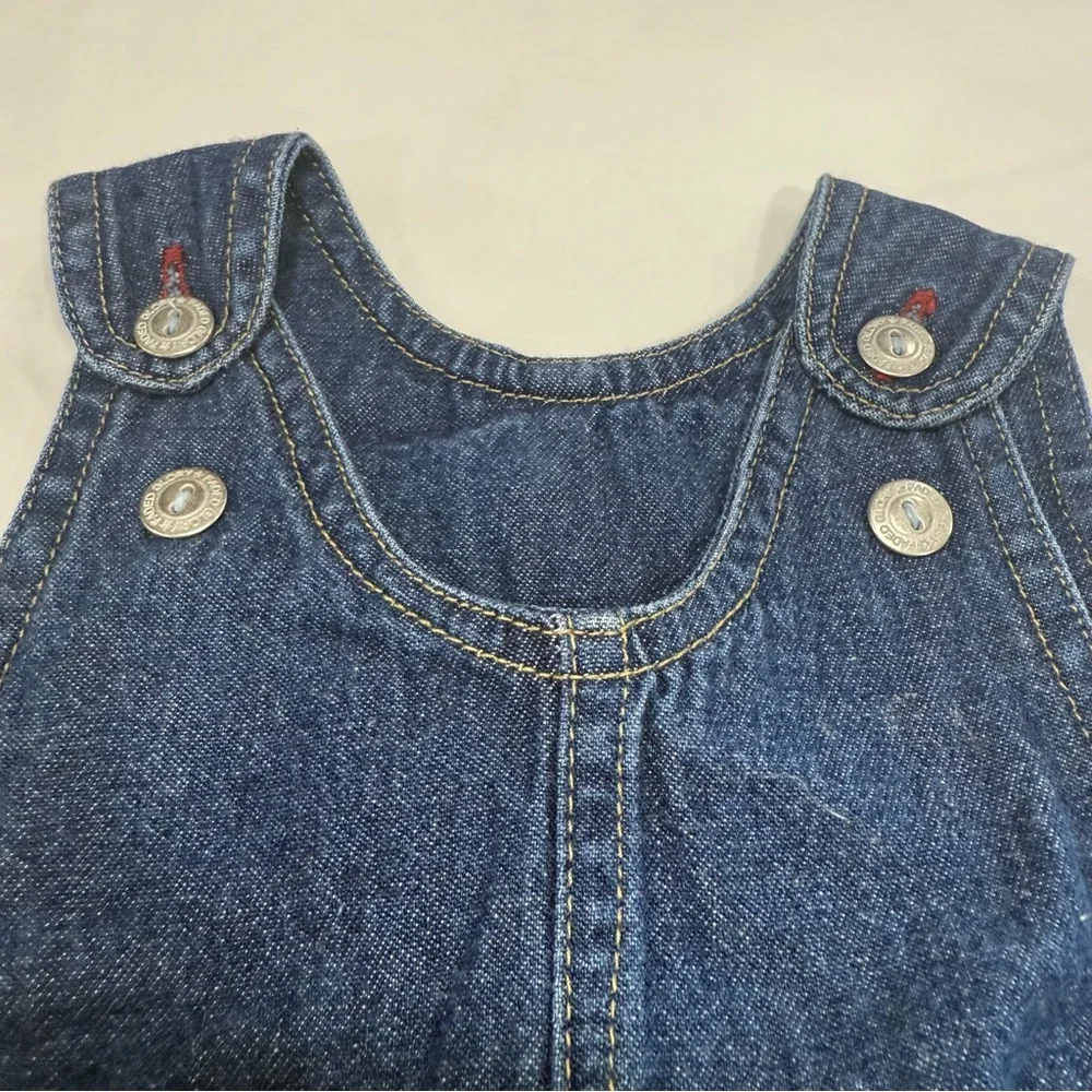 Y2K Faded Glory Kids Blue Denim Overall Dress Size 6-9 Months